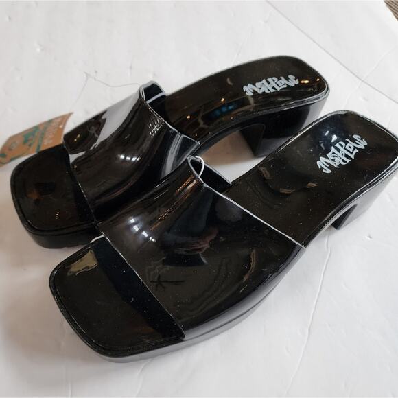Mad Love New Black Jelly Heels Comfort Slipons Platforms Women's Size 10 NWT - Picture 2 of 9